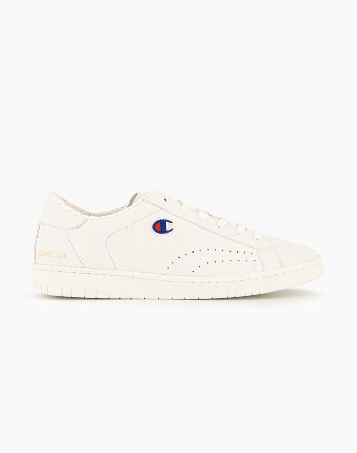 Champion Embossed Script Logo Leather White Sneakers Mens - South Africa OIBGQU476